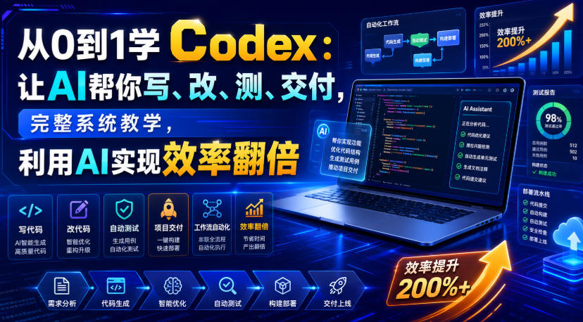 从0到1学Codex:让AI帮你写、改、测、交付,完整系统教学,利用AI实现效率翻倍(更新0918)江海课源资源网-全网优质资源免费下载-实用教程素材分享平课源网