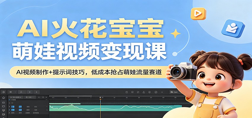 AI火花宝宝萌娃视频变现课：AI视频制作+提示词技巧，低成本抢占萌娃流量赛道江海课源资源网-全网优质资源免费下载-实用教程素材分享平课源网