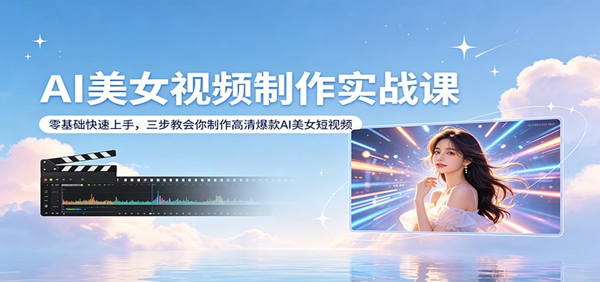 AI美女视频制作实战课：零基础快速上手，三步教会你制作高清爆款AI美女短视频江海课源资源网-全网优质资源免费下载-实用教程素材分享平课源网