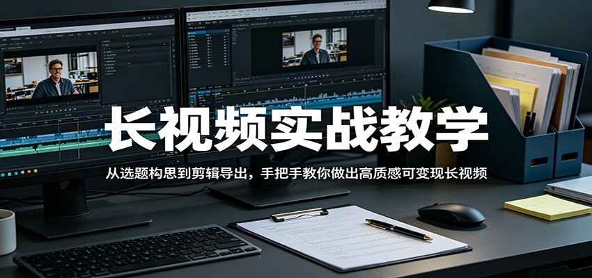 长视频实战教学,从选题构思到剪辑导出,手把手教你做出高质感可变现长视频江海课源资源网-全网优质资源免费下载-实用教程素材分享平课源网