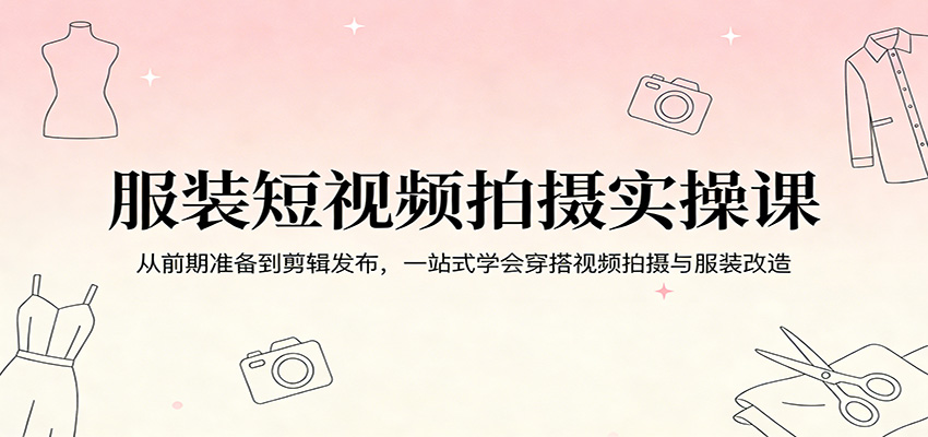 服装短视频拍摄实操课：从前期准备到剪辑发布，一站式学会穿搭视频拍摄与服装改造江海课源资源网-全网优质资源免费下载-实用教程素材分享平课源网