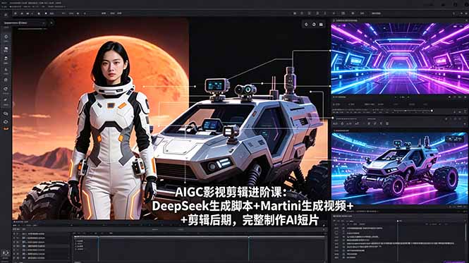 AIGC影视剪辑进阶课：DeepSeek生成脚本+Martini生成视频+剪辑后期，完整制作AI短片江海课源资源网-全网优质资源免费下载-实用教程素材分享平课源网