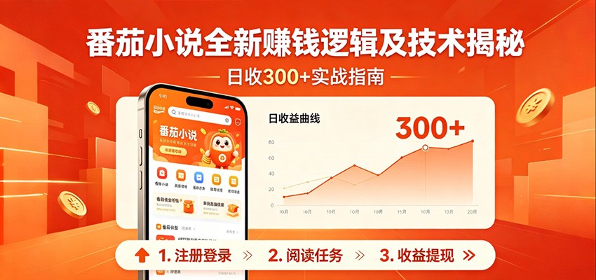 番茄小说全新赚钱逻辑及技术日收300+,小白新书皆可做!无脑赚就行了!江海课源资源网-全网优质资源免费下载-实用教程素材分享平课源网