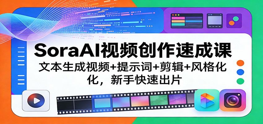 SoraAI视频创作速成课：文本生成视频+提示词+剪辑+风格化，新手快速出片江海课源资源网-全网优质资源免费下载-实用教程素材分享平课源网