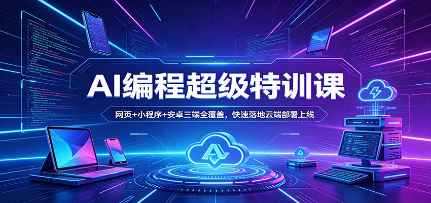 AI编程超级特训课:网页+小程序+安卓三端全覆盖,快速落地云端部署上线江海课源资源网-全网优质资源免费下载-实用教程素材分享平课源网