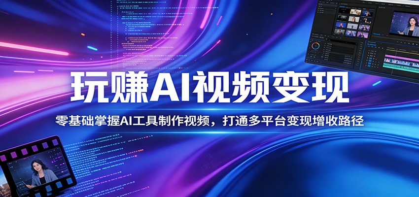 玩赚AI视频变现,零基础掌握AI具制作视频,打通多平台变现增收路径江海课源资源网-全网优质资源免费下载-实用教程素材分享平课源网