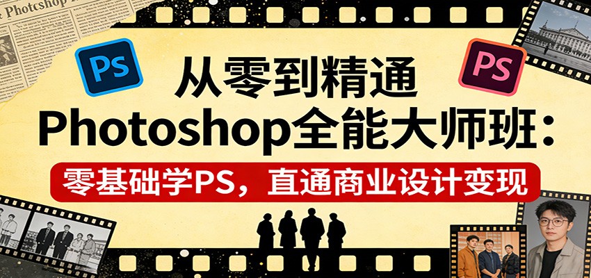 从零到精通Photoshop全能大师班：零基础学PS，直通商业设计变现江海课源资源网-全网优质资源免费下载-实用教程素材分享平课源网