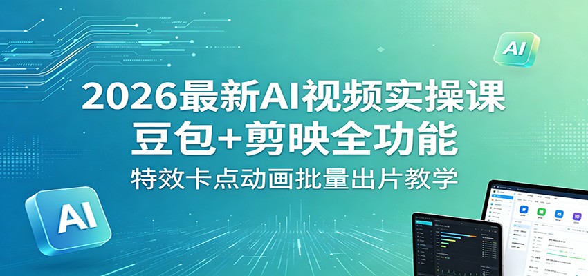 2026最新AI视频实操课：豆包+剪映全功能，特效卡点动画批量出片教学江海课源资源网-全网优质资源免费下载-实用教程素材分享平课源网
