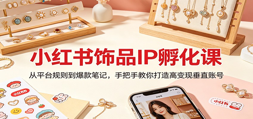 小红书饰品IP孵化课:从平台规则到爆款笔记,手把手教你打造高变现垂直账号江海课源资源网-全网优质资源免费下载-实用教程素材分享平课源网