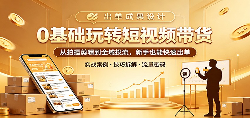 0基础玩转短视频带货：从拍摄剪辑到全域投流，新手也能快速出单江海课源资源网-全网优质资源免费下载-实用教程素材分享平课源网