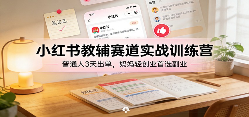 小红书教辅赛道实战训练营：普通人3天出单，妈妈轻创业首选副业江海课源资源网-全网优质资源免费下载-实用教程素材分享平课源网