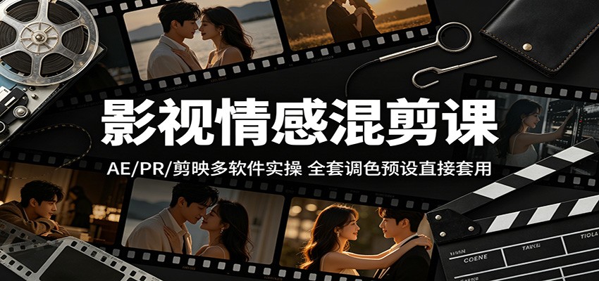 影视情感混剪课：AE/PR/剪映多软件实操，全套调色预设直接套用江海课源资源网-全网优质资源免费下载-实用教程素材分享平课源网