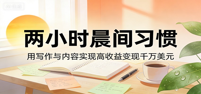 付费文章：两小时晨间习惯，用写作与内容实现高收益变现千万美元江海课源资源网-全网优质资源免费下载-实用教程素材分享平课源网