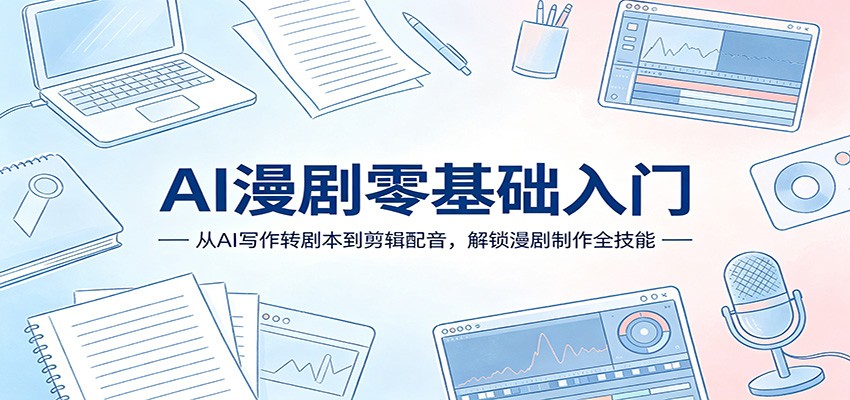 AI漫剧零基础入门:从AI写作转剧本到剪辑配音,解锁漫剧制作全技能江海课源资源网-全网优质资源免费下载-实用教程素材分享平课源网