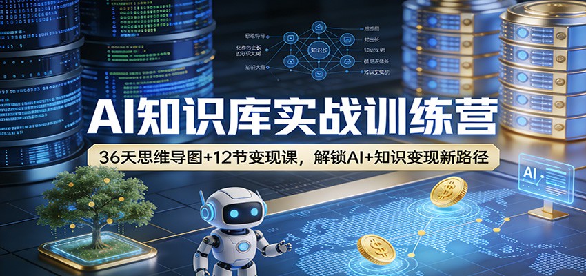 AI知识库实战训练营：36天思维导图+12节变现课，解锁AI+知识变现新路径江海课源资源网-全网优质资源免费下载-实用教程素材分享平课源网
