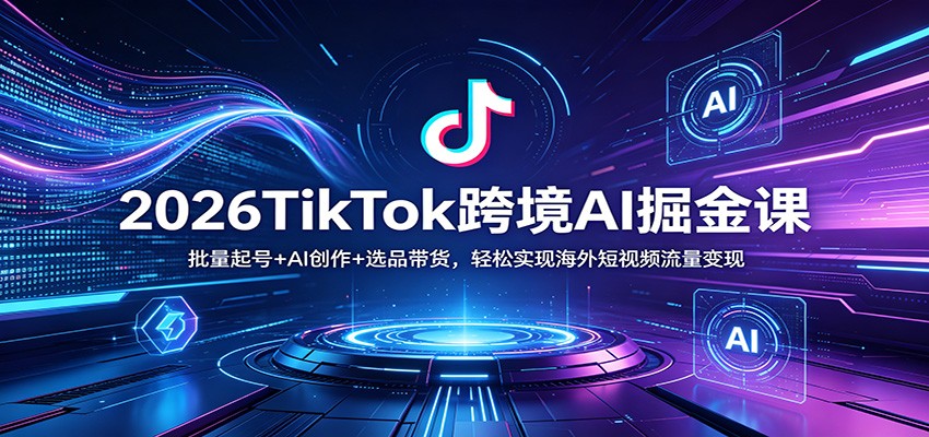 2026TikTok跨境AI掘金课：批量起号+AI创作+选品带货，轻松实现海外短视频流量变现江海课源资源网-全网优质资源免费下载-实用教程素材分享平课源网