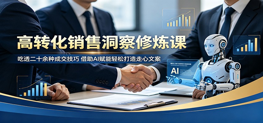 高转化销售洞察修炼课：吃透二十余种成交技巧，借助AI赋能轻松打造走心文案江海课源资源网-全网优质资源免费下载-实用教程素材分享平课源网