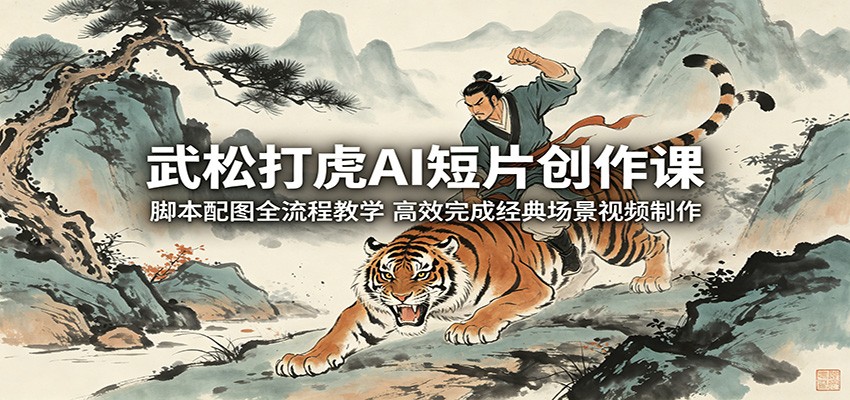 武松打虎AI短片创作课：脚本配图全流程教学，高效完成经典场景视频制作江海课源资源网-全网优质资源免费下载-实用教程素材分享平课源网