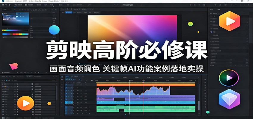 剪映高阶必修课:画面音频调色,关键帧AI功能案例落地实操江海课源资源网-全网优质资源免费下载-实用教程素材分享平课源网