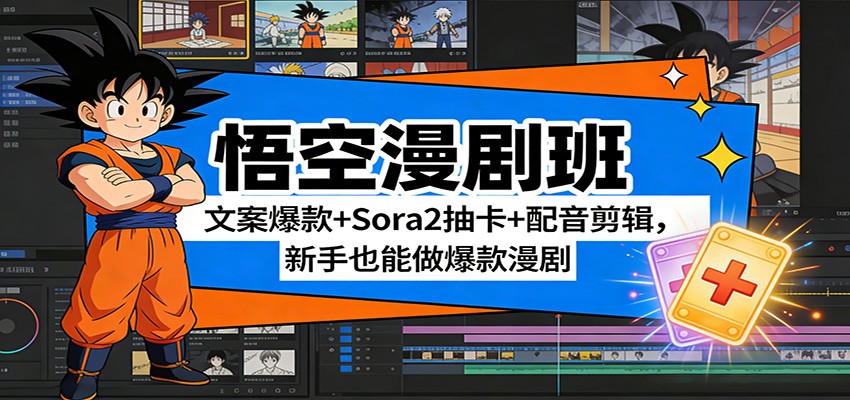 悟空漫剧班：文案爆款+Sora2抽卡+配音剪辑，新手也能做爆款漫剧江海课源资源网-全网优质资源免费下载-实用教程素材分享平课源网