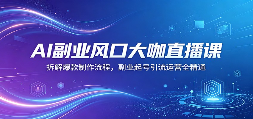 AI副业风口大咖直播课:拆解爆款制作流程,副业起号引流运营全精通江海课源资源网-全网优质资源免费下载-实用教程素材分享平课源网