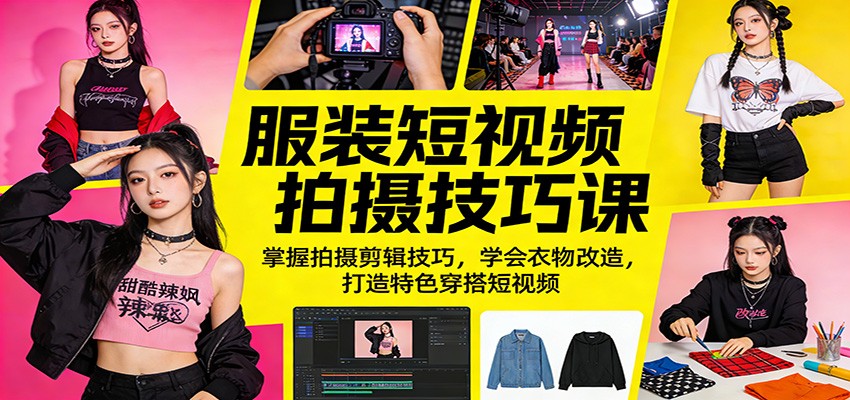 服装短视频拍摄技巧课：掌握拍摄剪辑技巧，学会衣物改造，打造特色穿搭短视频江海课源资源网-全网优质资源免费下载-实用教程素材分享平课源网