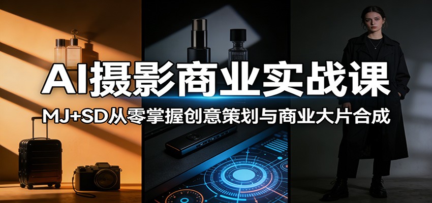 AI摄影商业实战课：MJ+SD从零掌握创意策划与商业大片合成江海课源资源网-全网优质资源免费下载-实用教程素材分享平课源网