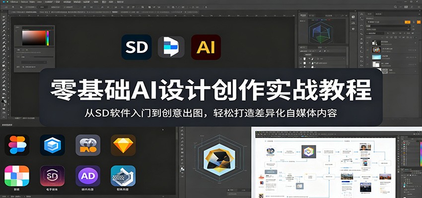 零基础AI设计创作实战教程:从SD软件入门到创意出图,轻松打造差异化自媒体内容江海课源资源网-全网优质资源免费下载-实用教程素材分享平课源网
