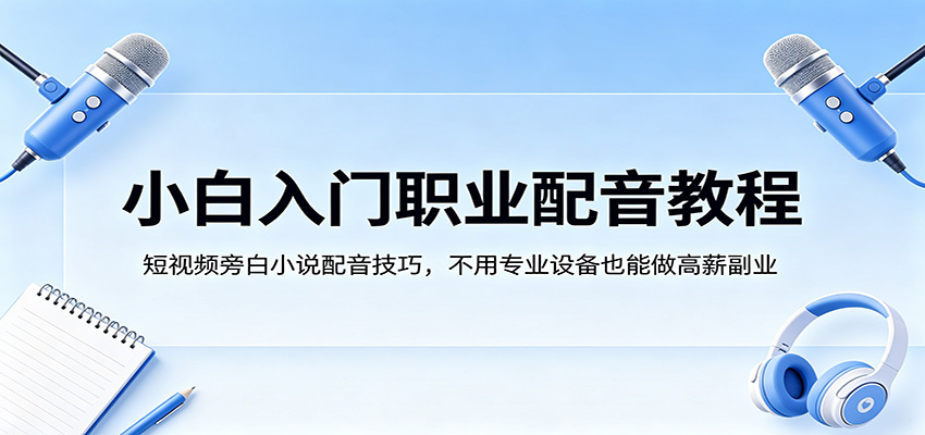 小白入门职业配音教程,短视频旁白小说配音技巧,不用专业设备也能做高薪副业江海课源资源网-全网优质资源免费下载-实用教程素材分享平课源网