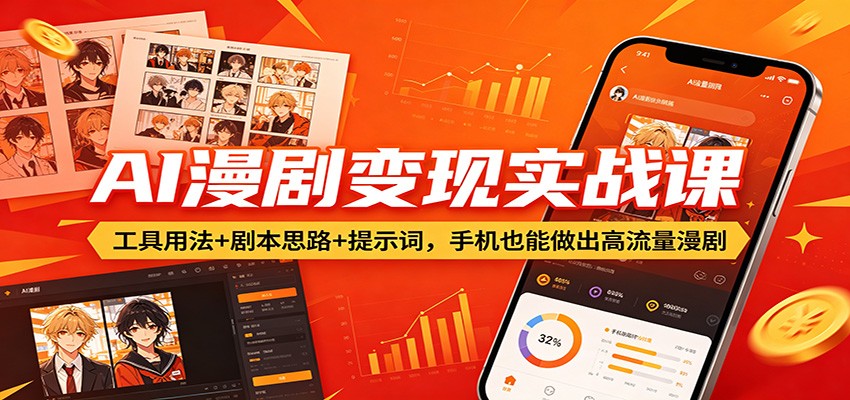 AI漫剧变现实战课：工具用法+剧本思路+提示词，手机也能做出高流量漫剧江海课源资源网-全网优质资源免费下载-实用教程素材分享平课源网