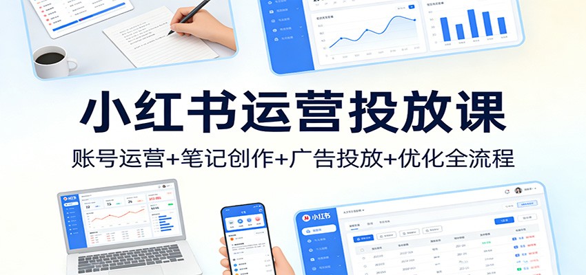 小红书运营投放课:账号运营+笔记创作+广告投放+优化全流程江海课源资源网-全网优质资源免费下载-实用教程素材分享平课源网