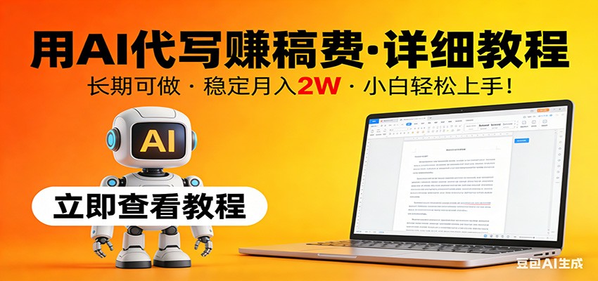 用AI代写赚稿费，详细教程，长期可做，稳定月入2W，小白轻松上手！江海课源资源网-全网优质资源免费下载-实用教程素材分享平课源网