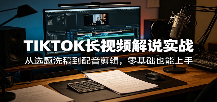TIKTOK长视频解说实战:从选题洗稿到配音剪辑,零基础也能上手江海课源资源网-全网优质资源免费下载-实用教程素材分享平课源网