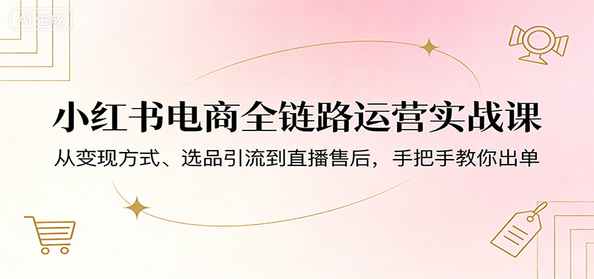 小红书电商全链路运营实战课：从变现方式、选品引流到直播售后，手把手教你出单江海课源资源网-全网优质资源免费下载-实用教程素材分享平课源网