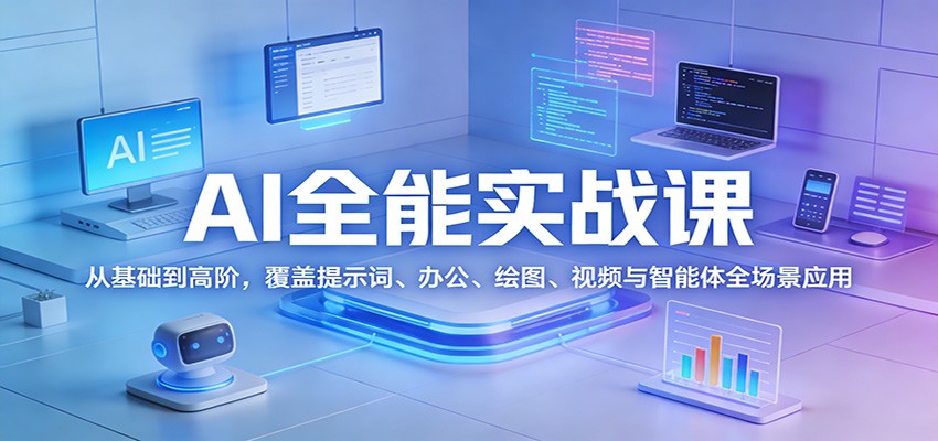 AI全能实战课:从基础到高阶,覆盖提示词、办公、绘图、视频与智能体全场景应用江海课源资源网-全网优质资源免费下载-实用教程素材分享平课源网