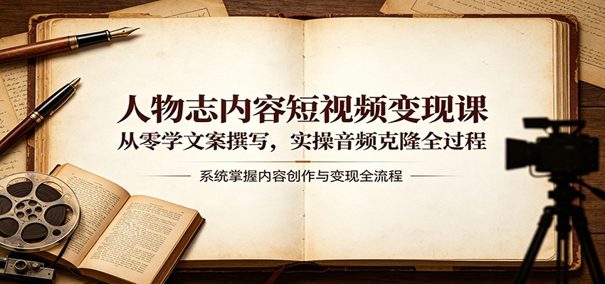 人物志内容短视频变现课:从零学文案撰写,实操音频克隆全过程江海课源资源网-全网优质资源免费下载-实用教程素材分享平课源网