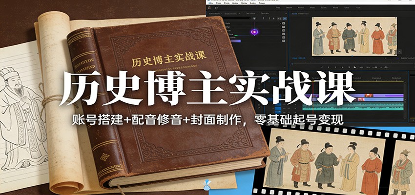 历史博主实战课：账号搭建+配音修音+封面制作，零基础起号变现江海课源资源网-全网优质资源免费下载-实用教程素材分享平课源网