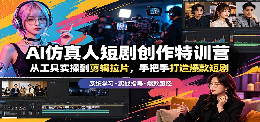 AI仿真人短剧创作特训营:从工具实操到剪辑拉片,手把手打造爆款短剧江海课源资源网-全网优质资源免费下载-实用教程素材分享平课源网