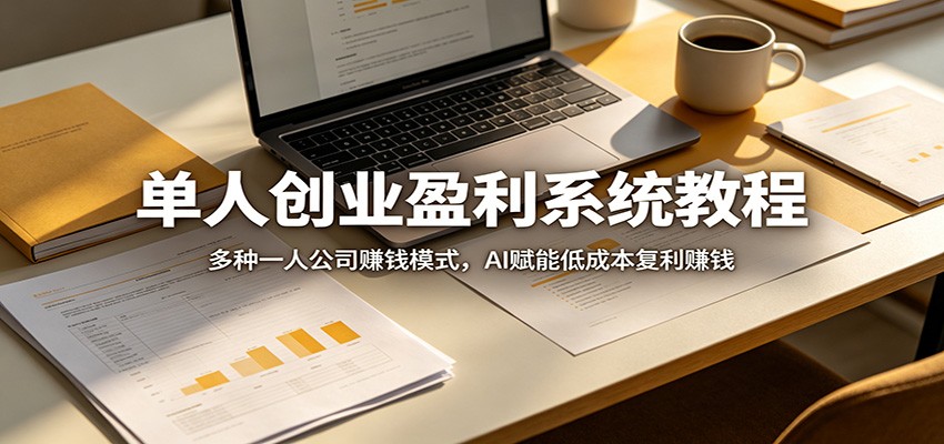 单人创业盈利系统教程：多种一人公司赚钱模式，AI赋能低成本复利赚钱江海课源资源网-全网优质资源免费下载-实用教程素材分享平课源网