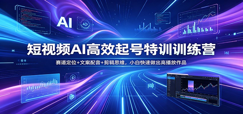 短视频AI高效起号特训训练营:赛道定位+文案配音+剪辑思维,小白快速做出高播放作品江海课源资源网-全网优质资源免费下载-实用教程素材分享平课源网