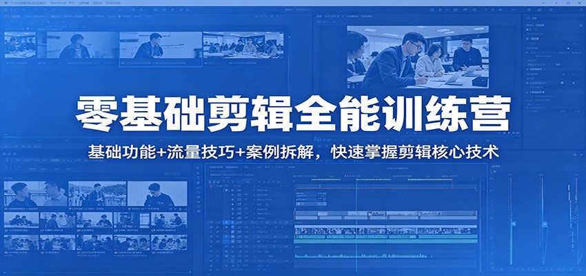 零基础剪辑全能训练营：基础功能+流量技巧+案例拆解，快速掌握剪辑核心技术江海课源资源网-全网优质资源免费下载-实用教程素材分享平课源网