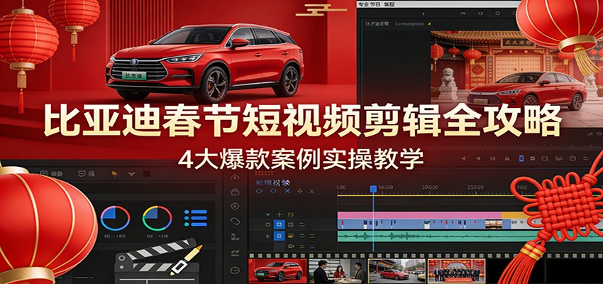 比亚迪春节短视频剪辑全攻略，4大爆款案例实操教学江海课源资源网-全网优质资源免费下载-实用教程素材分享平课源网
