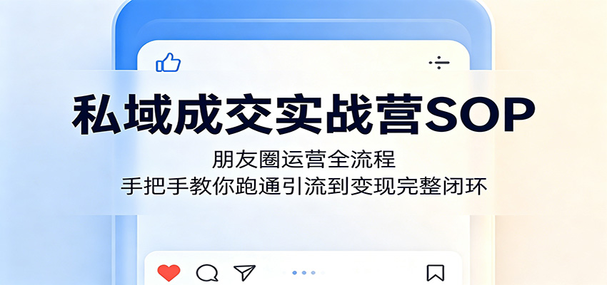 私域成交实战营SOP：朋友圈运营全流程，手把手教你跑通引流到变现完整闭环江海课源资源网-全网优质资源免费下载-实用教程素材分享平课源网