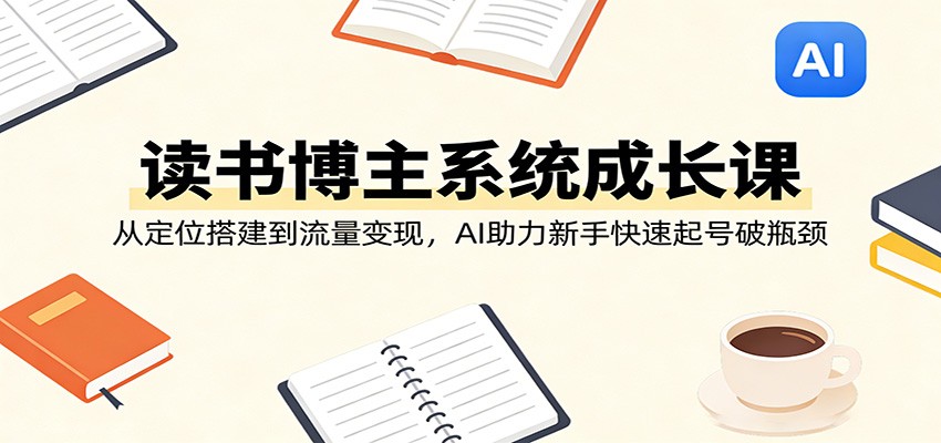 读书博主系统成长课：从定位搭建到流量变现，AI助力新手快速起号破瓶颈江海课源资源网-全网优质资源免费下载-实用教程素材分享平课源网