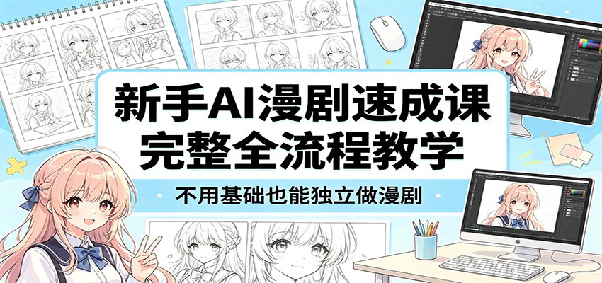 新手AI漫剧速成课:完整全流程教学,不用基础也能独立做漫剧江海课源资源网-全网优质资源免费下载-实用教程素材分享平课源网