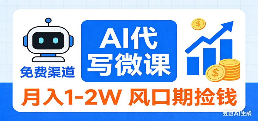 2026告别打工！AI 代写微课，提供免费渠道，月入 1-2W 风口期捡钱江海课源资源网-全网优质资源免费下载-实用教程素材分享平课源网
