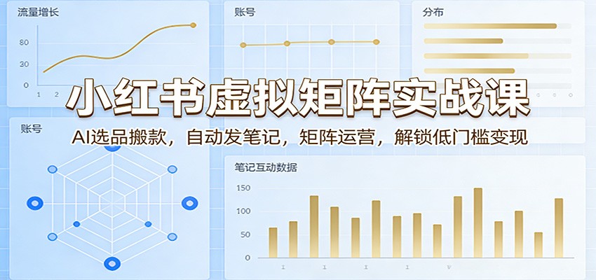 小红书虚拟矩阵实战课:AI选品搬款,自动发笔记,矩阵运营,解锁低门槛变现江海课源资源网-全网优质资源免费下载-实用教程素材分享平课源网
