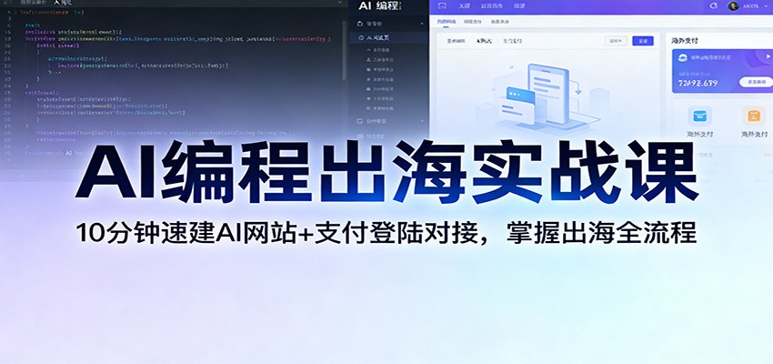 AI编程出海实战课：10分钟速建AI网站+支付登陆对接，掌握出海全流程江海课源资源网-全网优质资源免费下载-实用教程素材分享平课源网