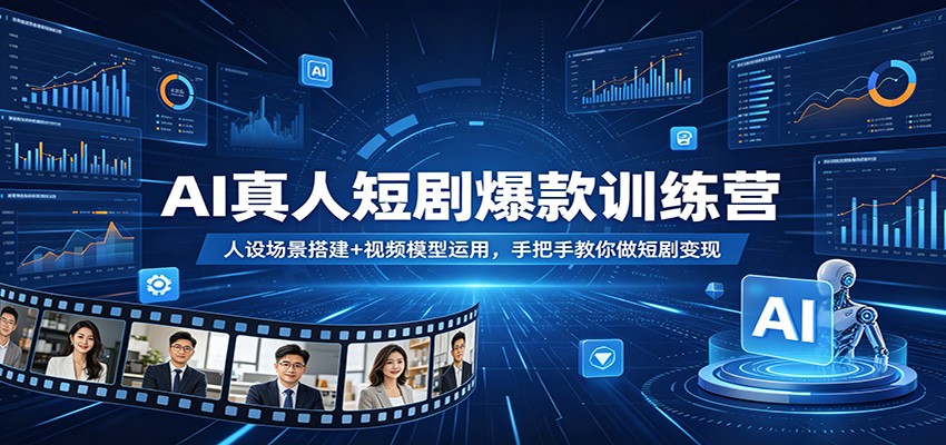 AI真人短剧爆款训练营：人设场景搭建+视频模型运用，手把手教你做短剧变现江海课源资源网-全网优质资源免费下载-实用教程素材分享平课源网