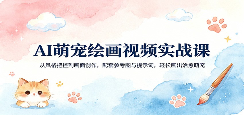 AI萌宠绘画视频实战课：从风格把控到画面创作，配套参考图与提示词，轻松画出治愈萌宠江海课源资源网-全网优质资源免费下载-实用教程素材分享平课源网